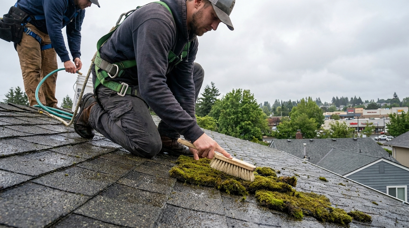 Roof Moss Removal in Everett, WA: The Process - roof cleaning in Everett, WA