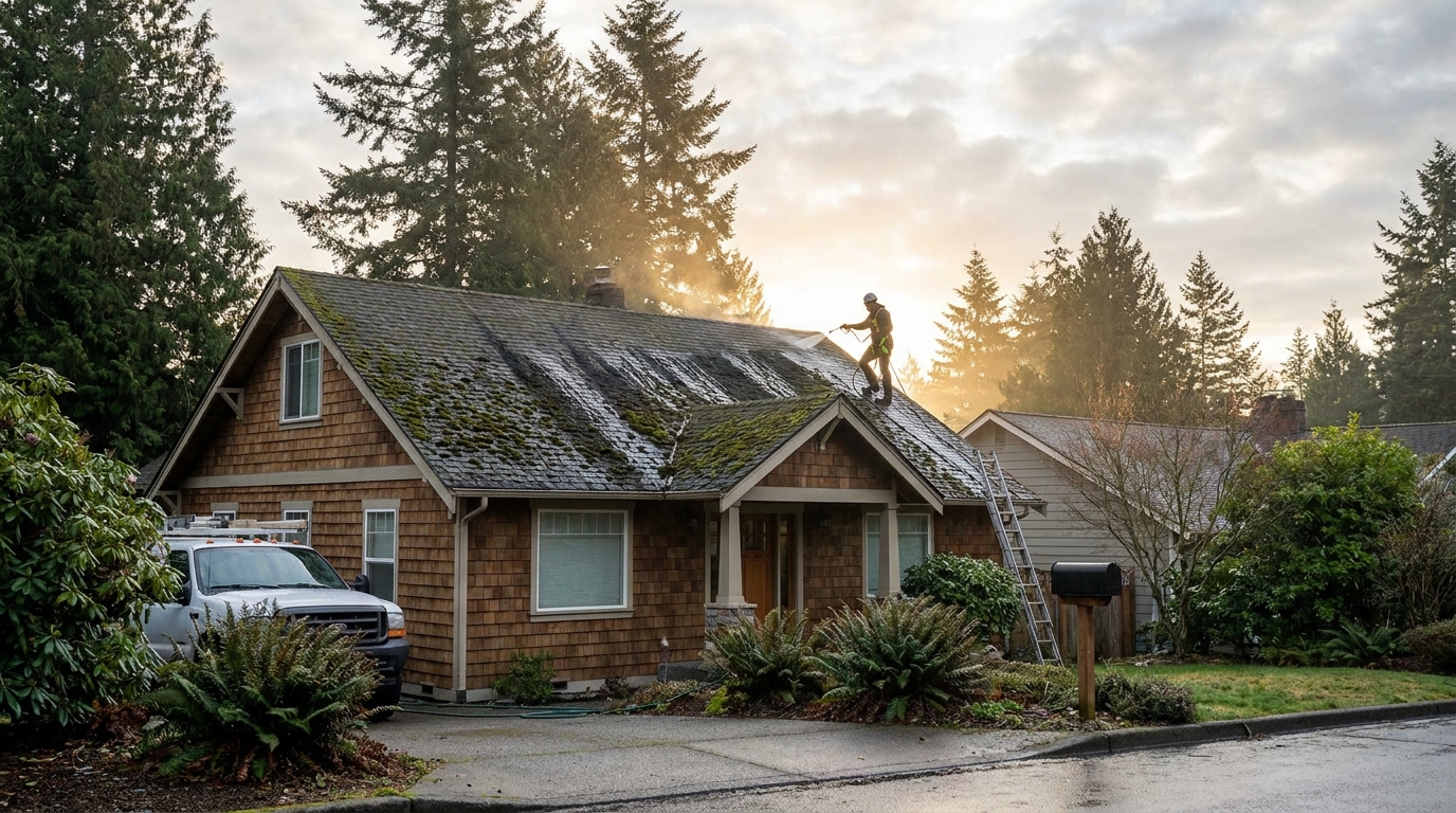 Black Streaks and Moss on Lynnwood Roofs: Causes and Fixes - roof cleaning in Lynnwood, WA