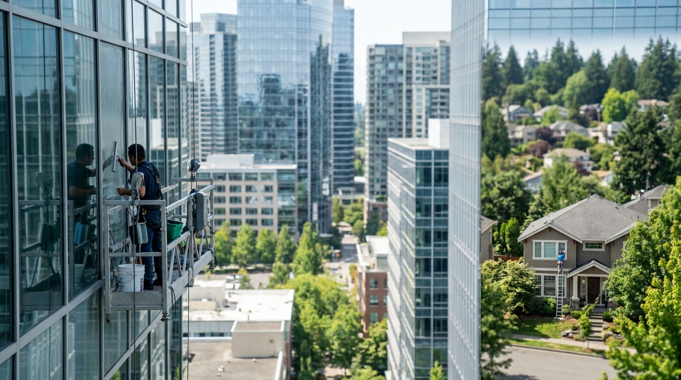Window Washing in Bellevue: Commercial vs Residential Service Differences in bellevue