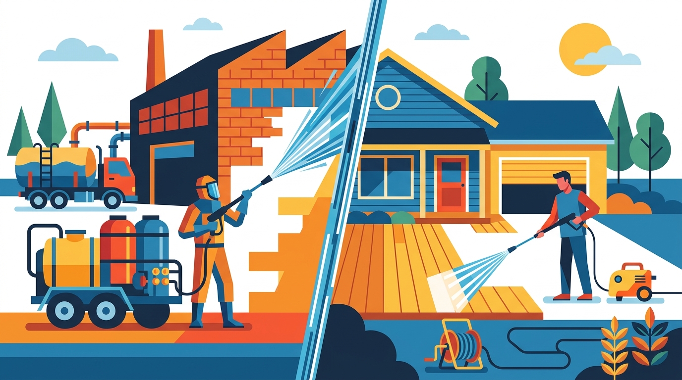 Commercial vs Residential Pressure Washing: Equipment and Technique Differences