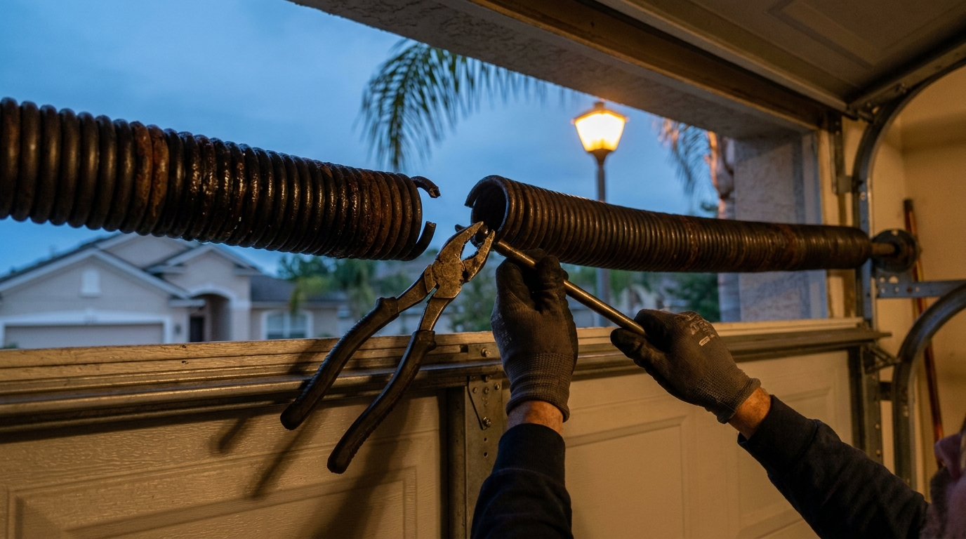 Snapped Garage Door Spring Repair in Jacksonville, FL - Garage Door Contractor in Jacksonville, FL